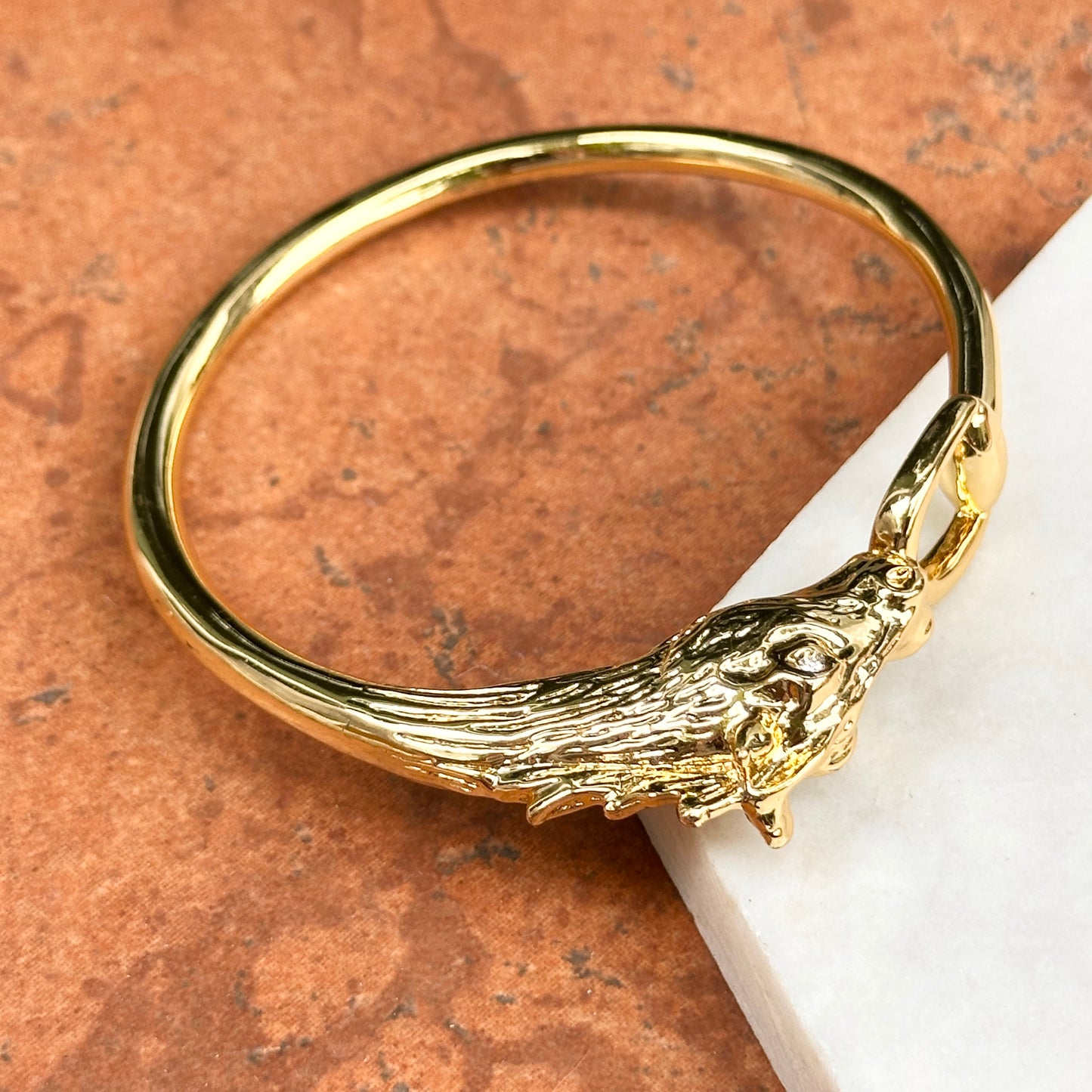 Estate Gold-Plated Horse Head + Bridle Slip-On Bangle Bracelet