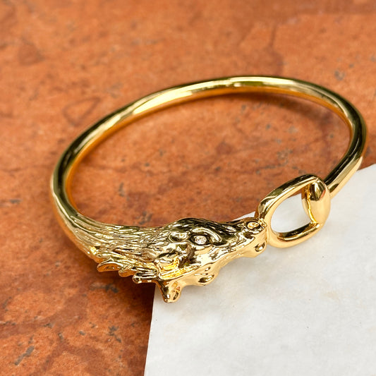Estate Gold-Plated Horse Head + Bridle Slip-On Bangle Bracelet