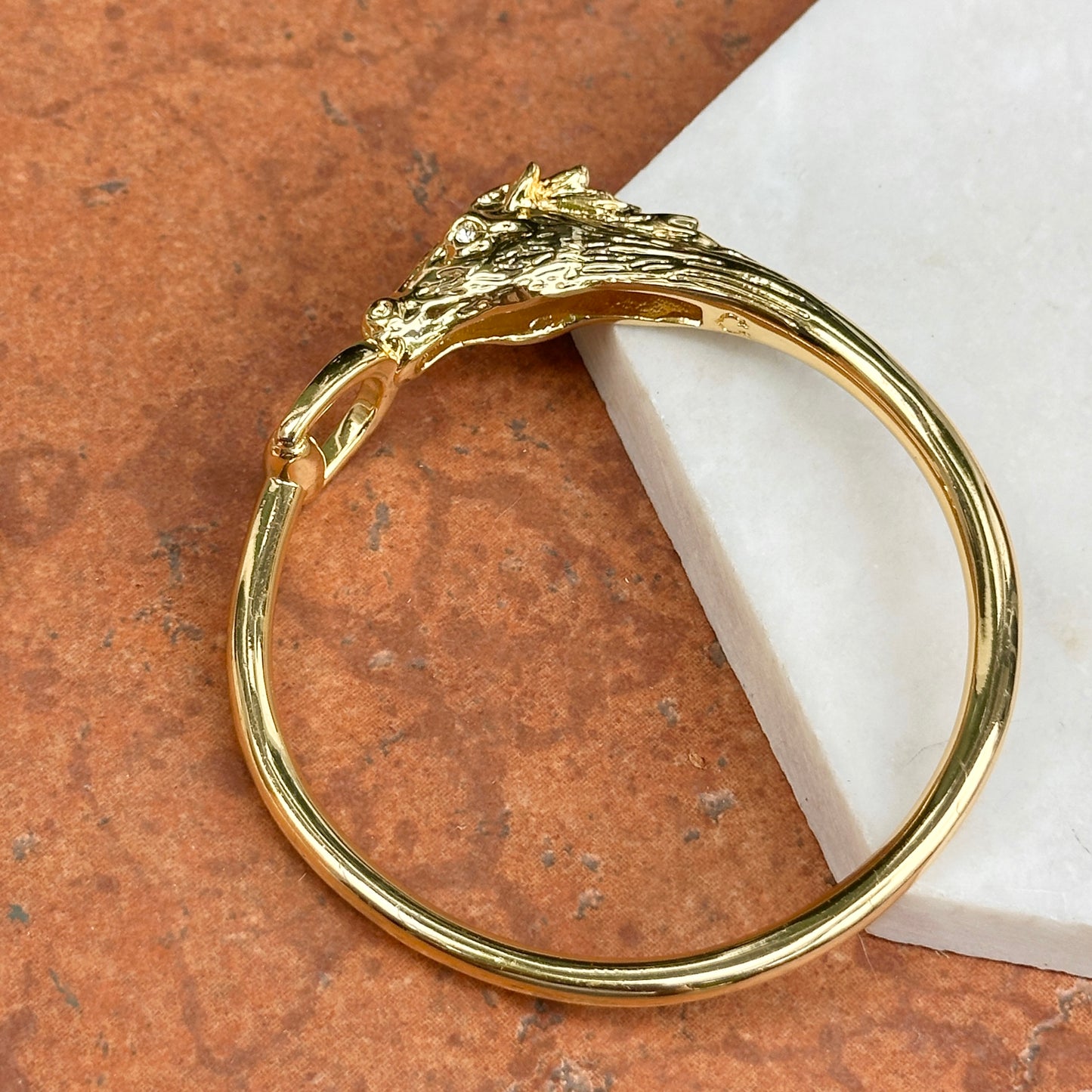 Estate Gold-Plated Horse Head + Bridle Slip-On Bangle Bracelet