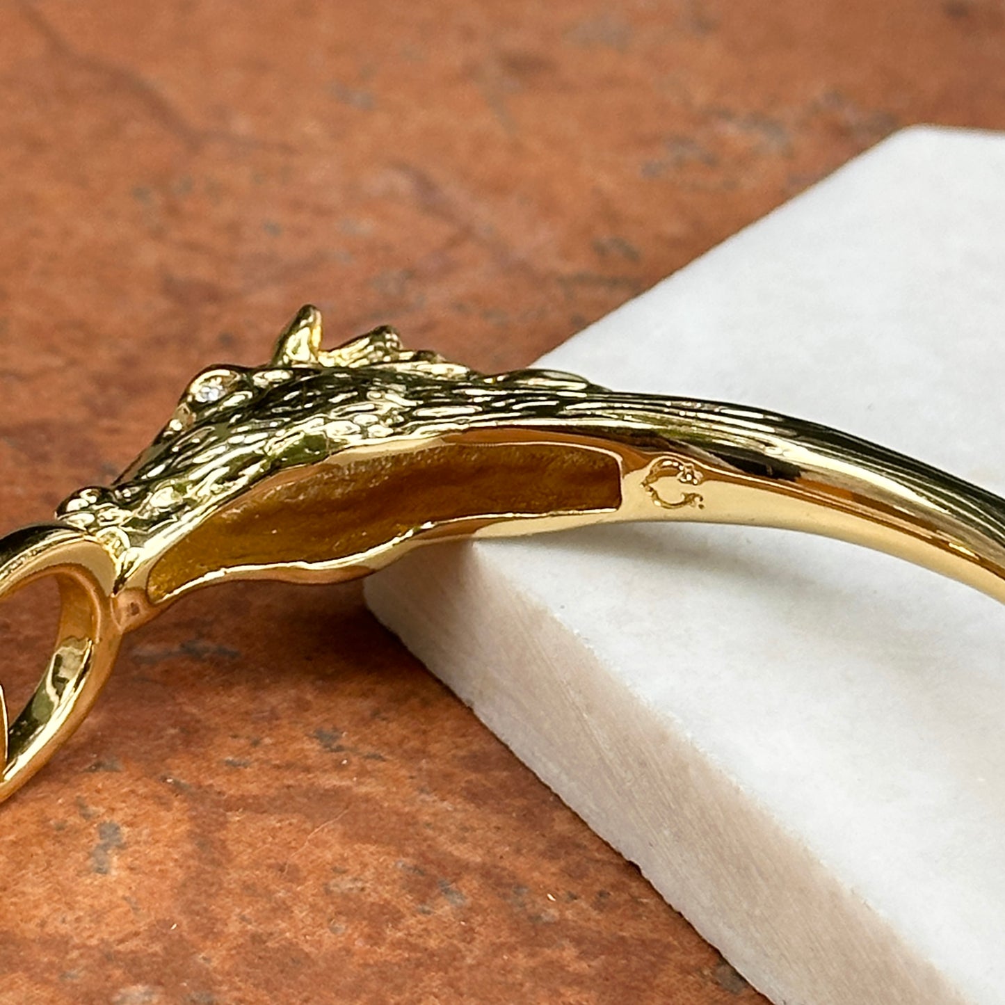 Estate Gold-Plated Horse Head + Bridle Slip-On Bangle Bracelet