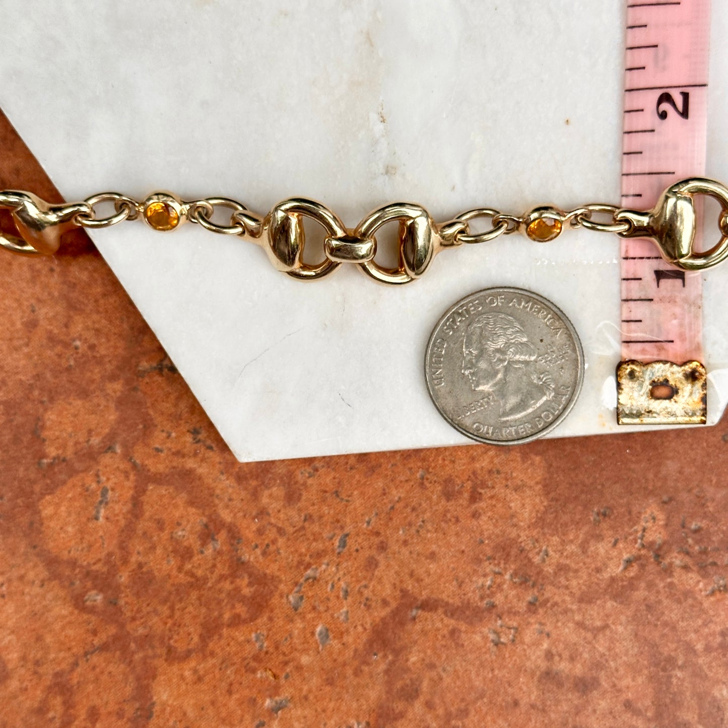 Estate Gold-Plated Silver Citrine Horse Bridle Link Bracelet