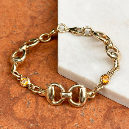 Estate Gold-Plated Silver Citrine Horse Bridle Link Bracelet
