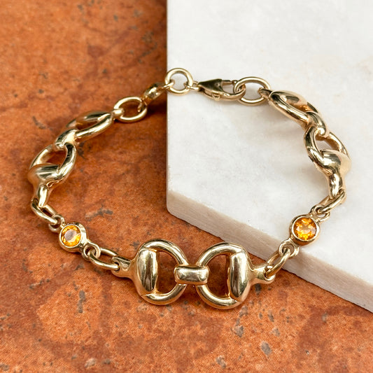 Estate Gold-Plated Silver Citrine Horse Bridle Link Bracelet