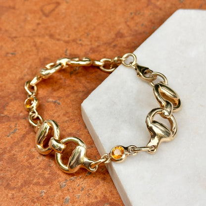 Estate Gold-Plated Silver Citrine Horse Bridle Link Bracelet