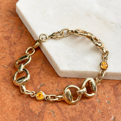 Estate Gold-Plated Silver Citrine Horse Bridle Link Bracelet