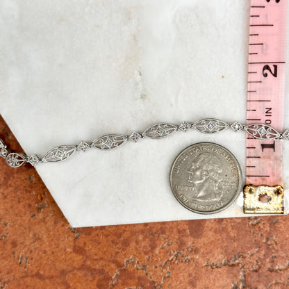 Estate 14KT White Gold Diamond Miligrain Art Deco Tennis Bracelet