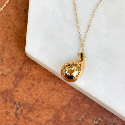 14KT Yellow Gold Puffed Diamond Gypsy-Set Teardrop Pendant Chain Necklace