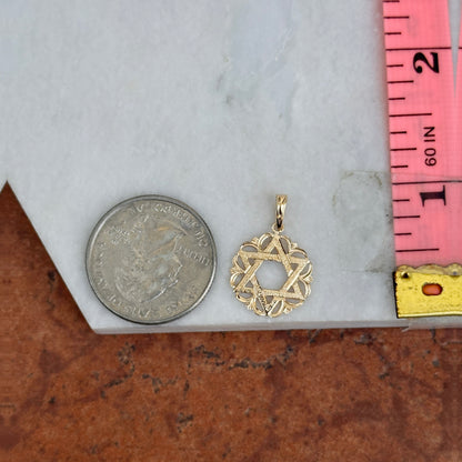 14KT Yellow Gold Scalloped Star of David Pendant Charm