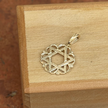 14KT Yellow Gold Scalloped Star of David Pendant Charm