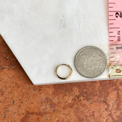 14KT Yellow Gold Solid Navy Blue Enamel Huggie Hoop Earrings Small