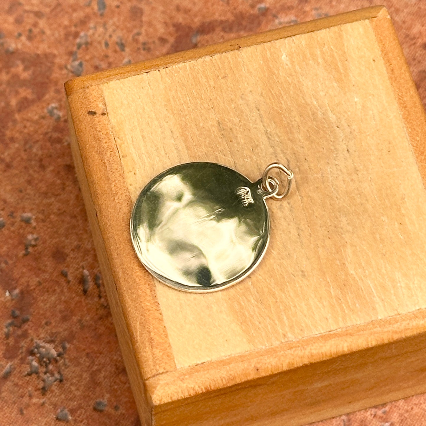 14KT Yellow Gold Solid Padre Pio Round Medal Pendant 18mm