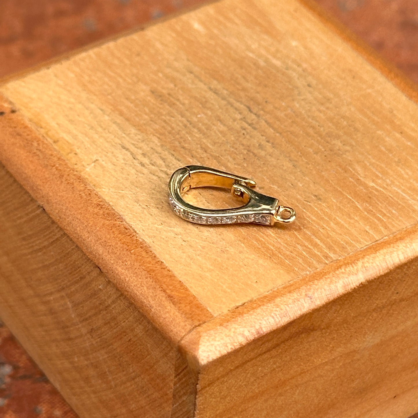 14KT Yellow Gold Diamond Oval Hinged Pendant Enhancer Bail