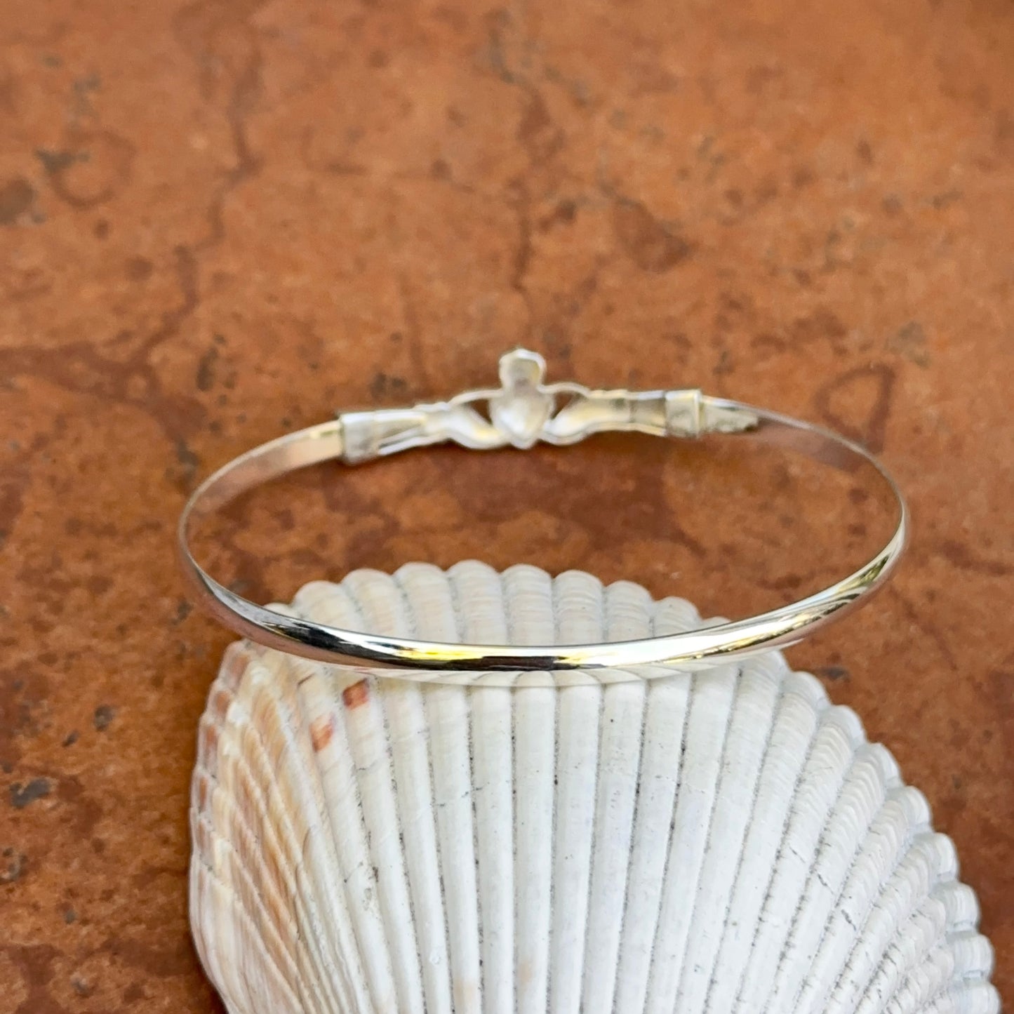 Sterling Silver Claddagh Design Bangle Bracelet