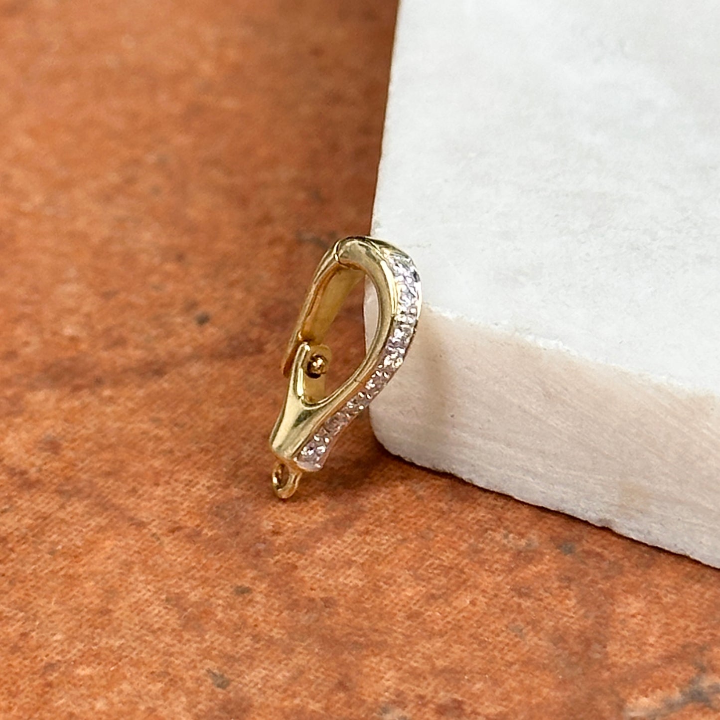 14KT Yellow Gold Diamond Oval Hinged Pendant Enhancer Bail