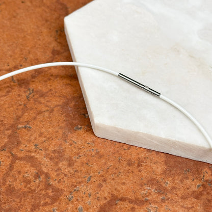 Stainless Steel White Rubber 1.4mm Cord Necklace