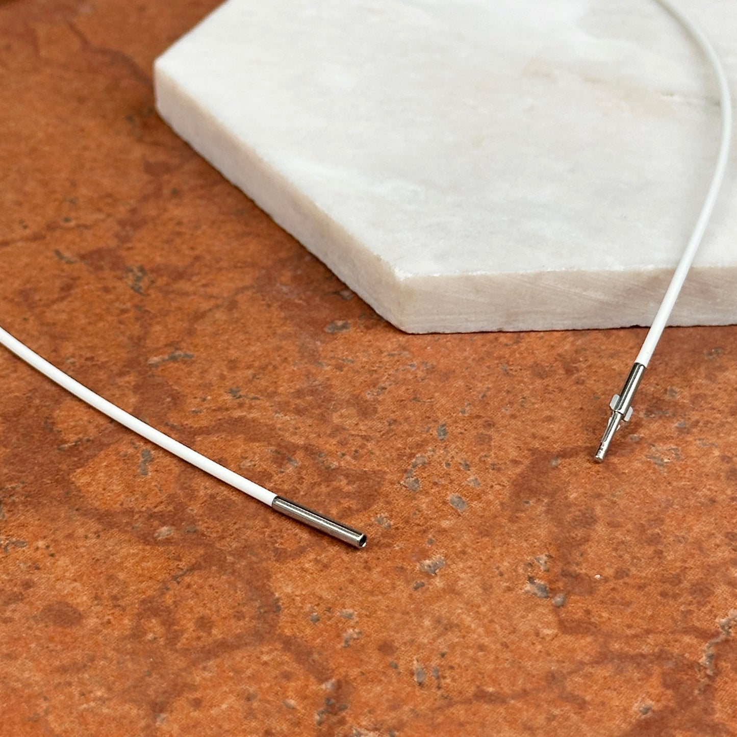 Stainless Steel White Rubber 1.4mm Cord Necklace