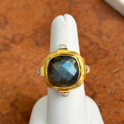 Yellow Gold-Plated Labradorite + Mother of Pearl Betty Carre Matte Ring Size 7