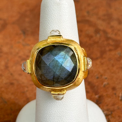 Yellow Gold-Plated Labradorite + Mother of Pearl Betty Carre Matte Ring Size 7