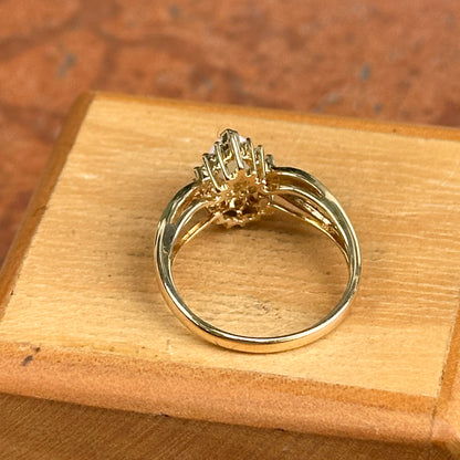Estate 14KT Yellow Gold Pear Opal + Diamond Halo Ring