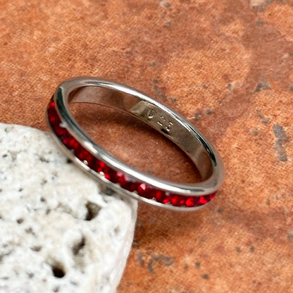 Estate Sterling Silver Synthetic Ruby Eternity Band Ring