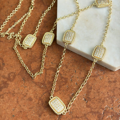 Yellow Gold-Plated Cubic Zirconia Long Cable Necklace 38'' Adjustable