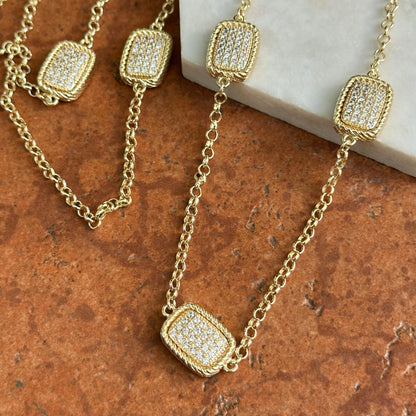 Yellow Gold-Plated Cubic Zirconia Long Cable Necklace 38'' Adjustable