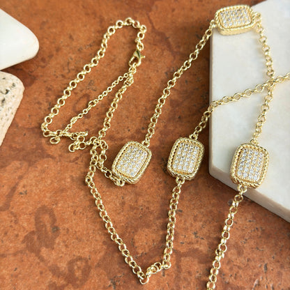 Yellow Gold-Plated Cubic Zirconia Long Cable Necklace 38'' Adjustable