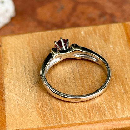 Estate 14KT Yellow + White Gold Round Pink Tourmaline Solitaire Ring