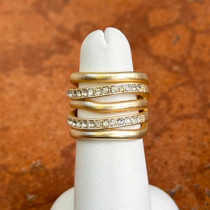 Yellow Gold-Plated Matte Wide Round Cubic Zirconia Ring Size 6