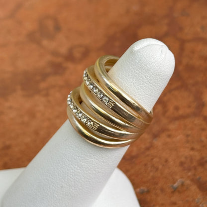 Yellow Gold-Plated Matte Wide Round Cubic Zirconia Ring Size 6