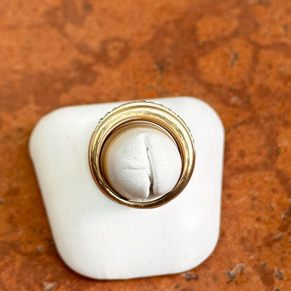 Yellow Gold-Plated Matte Wide Round Cubic Zirconia Ring Size 6