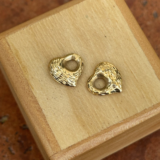 Estate 14KT Yellow Gold Diamond-Cut Heart Slide Earring Charms