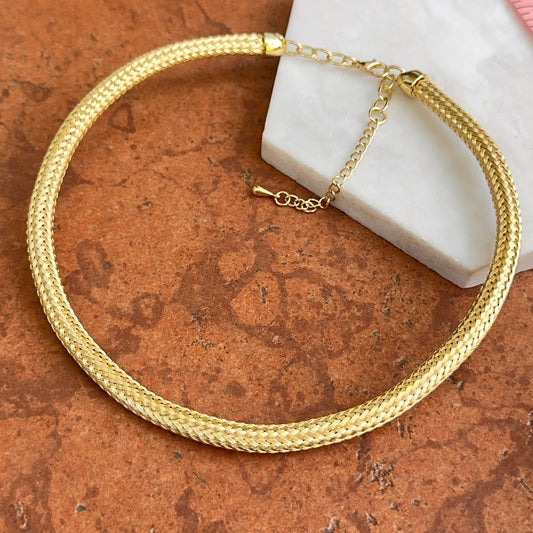 Yellow Gold-Plated Woven Mesh Collar Necklace 16in + Extension