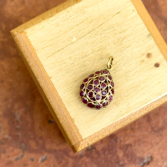 Estate 18KT Yellow Gold Ruby Teardrop Pendant Charm