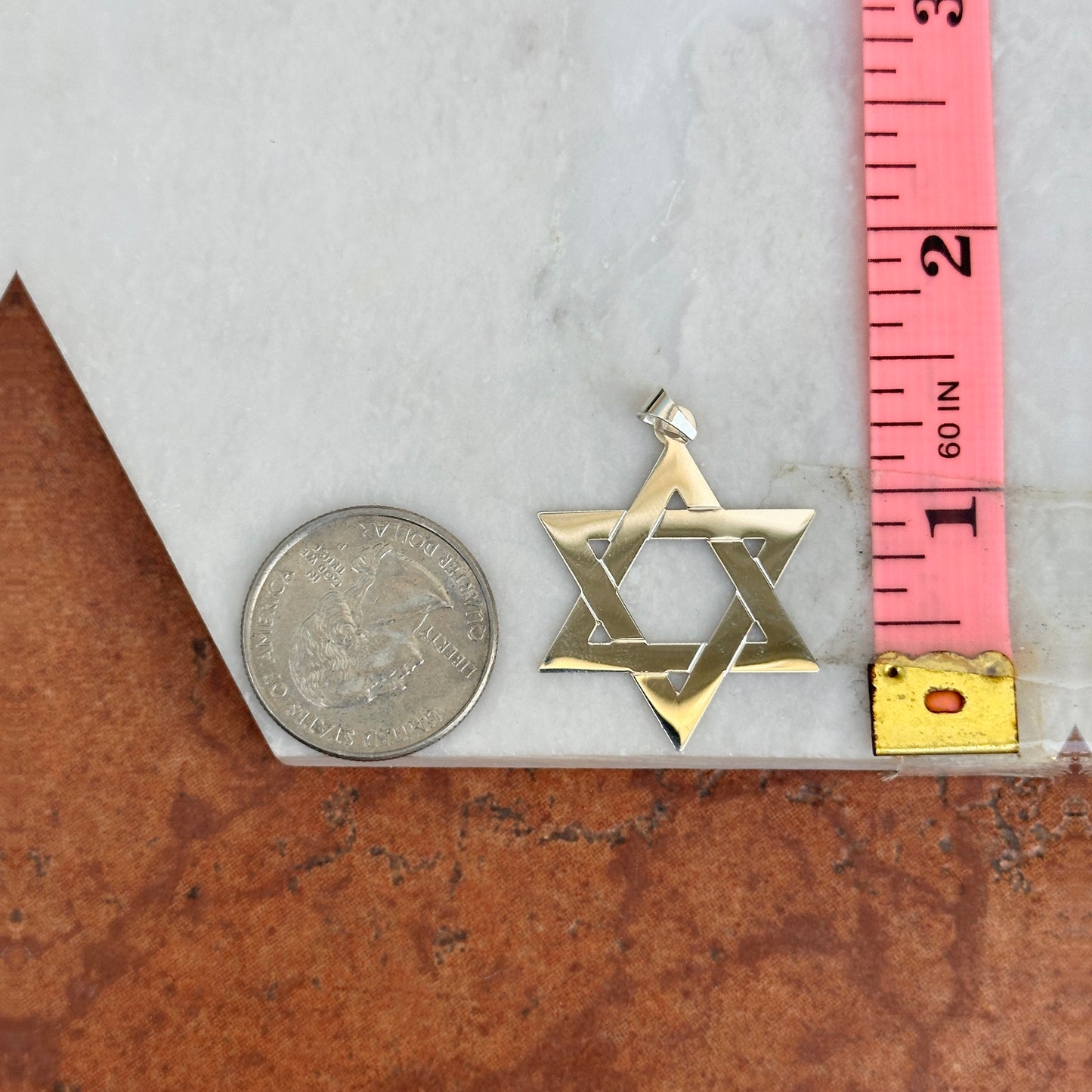Sterling Silver Star of David Flat Large Pendant