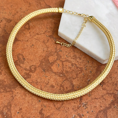 Yellow Gold-Plated Woven Mesh Collar Necklace 16in + Extension