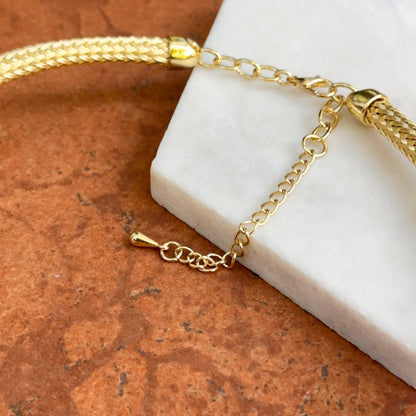 Yellow Gold-Plated Woven Mesh Collar Necklace 16in + Extension