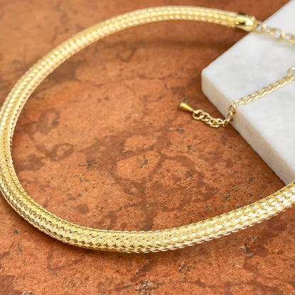 Yellow Gold-Plated Woven Mesh Collar Necklace 16in + Extension