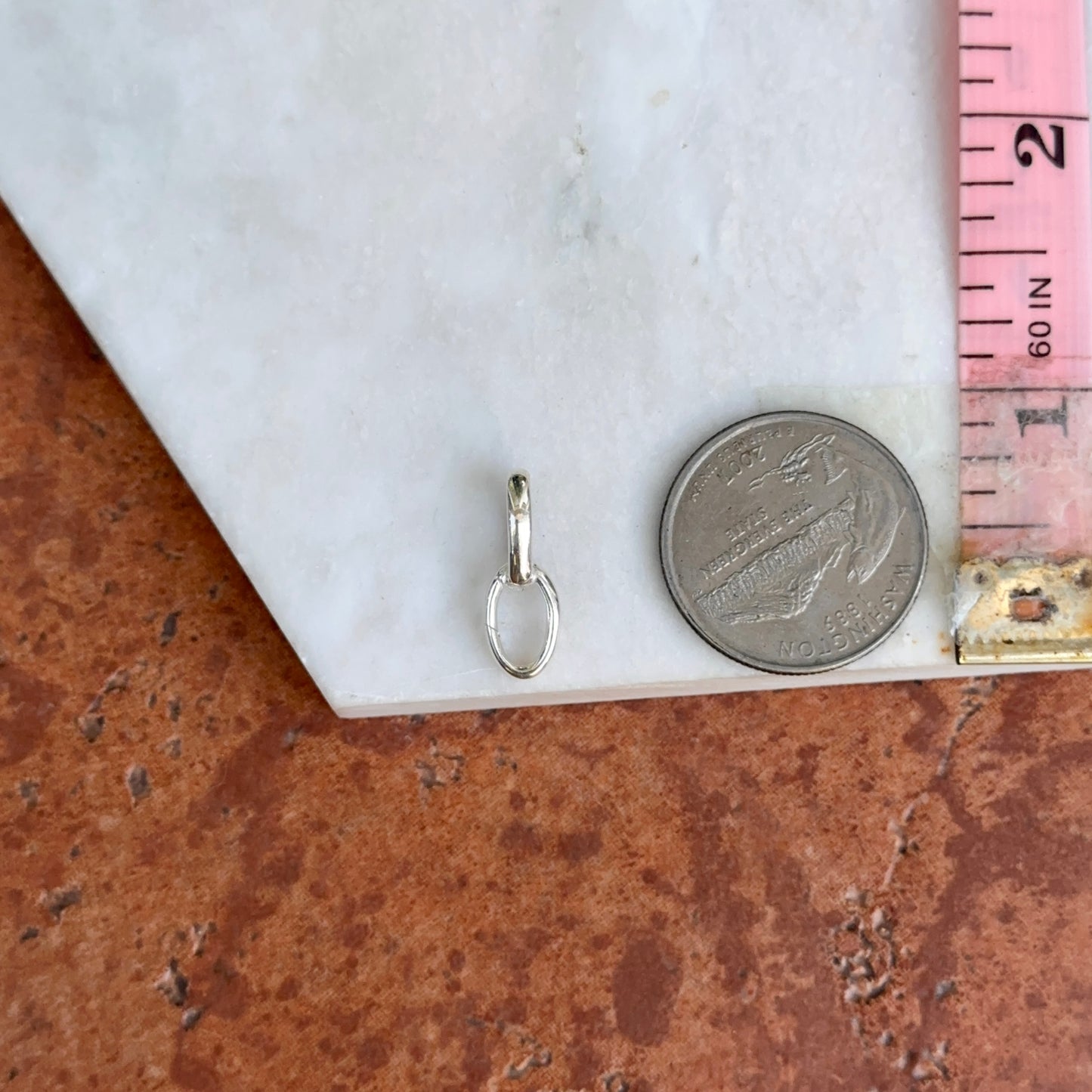 Sterling Silver Oval Link Push-In Charm Holder Connector Clasp 18mm