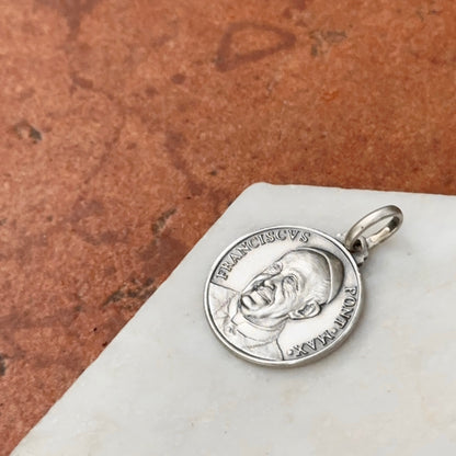 Sterling Silver Antiqued Pope Francis Medal Pendant 21mm