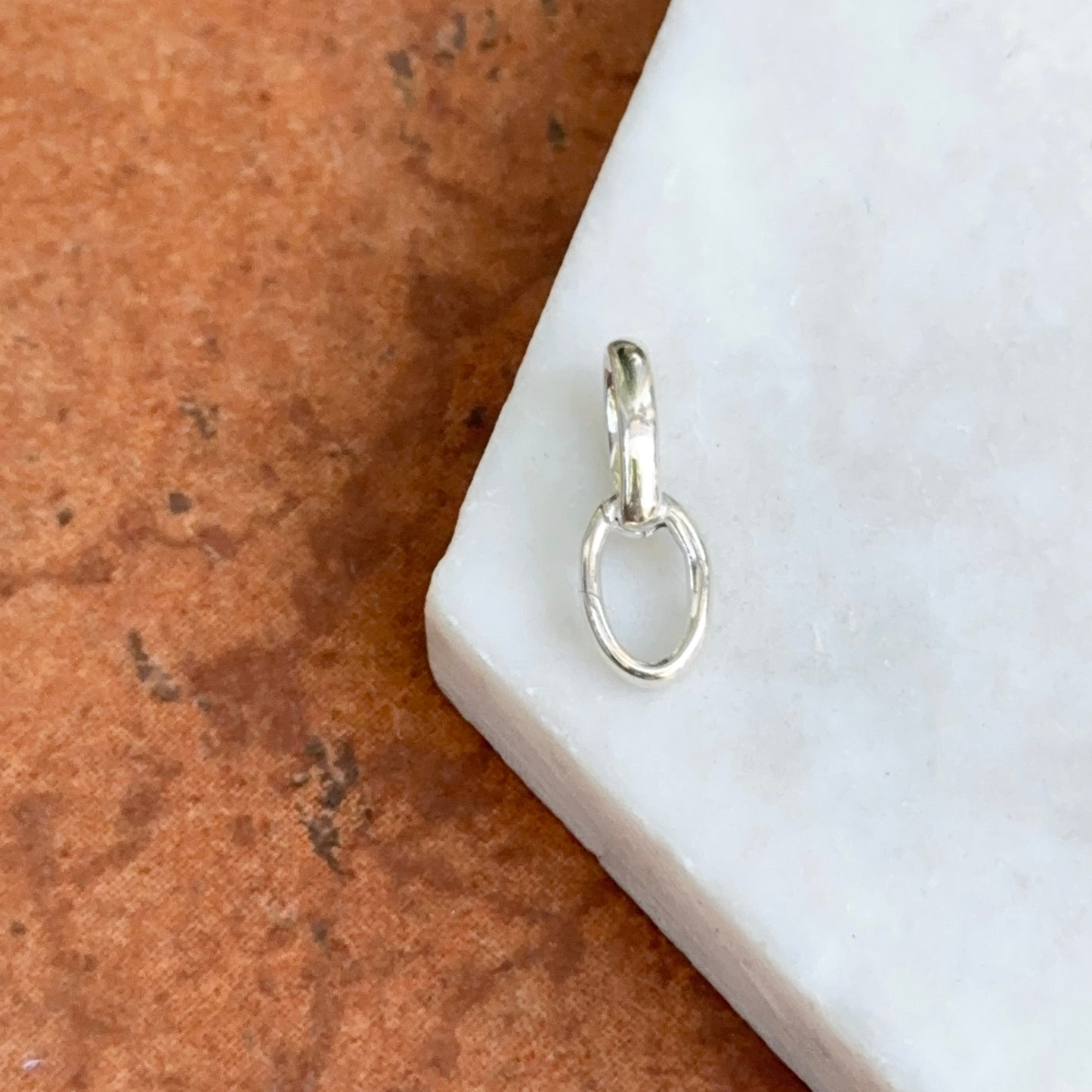 Sterling Silver Oval Link Push-In Charm Holder Connector Clasp 18mm