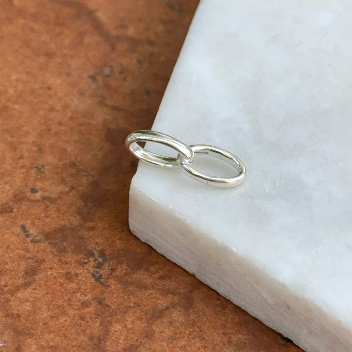 Sterling Silver Oval Link Push-In Charm Holder Connector Clasp 18mm