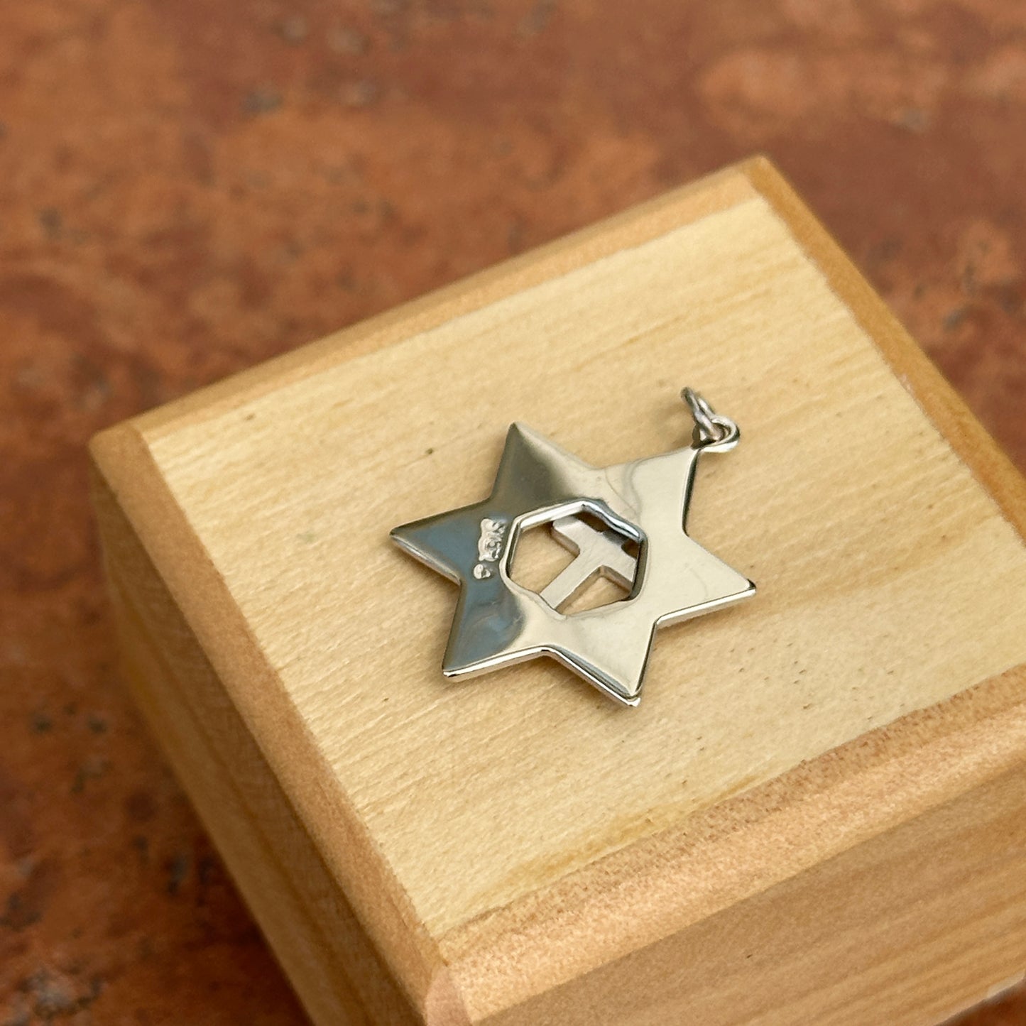 Sterling Silver + Gold-Tone Matte Star of David + Cross Pendant Charm