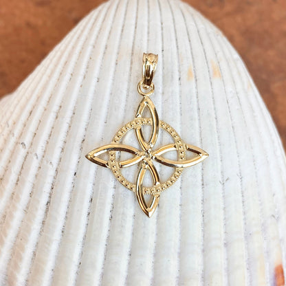 10KT Yellow Gold Celtic Eternity Knot Circle Pendant Charm