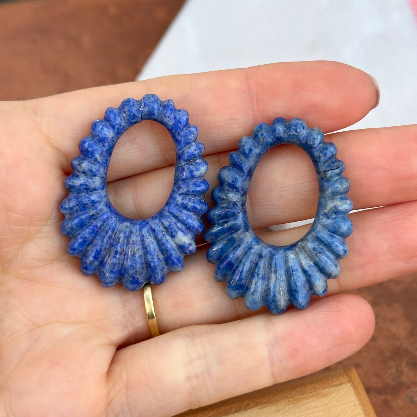 Estate Blue Lapis Oval Earring Charms