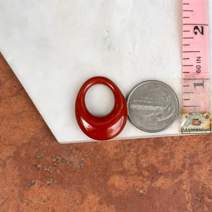 Estate Genuine Red Jasper Oval Disc Pendant Hooplet