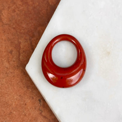 Estate Genuine Red Jasper Oval Disc Pendant Hooplet