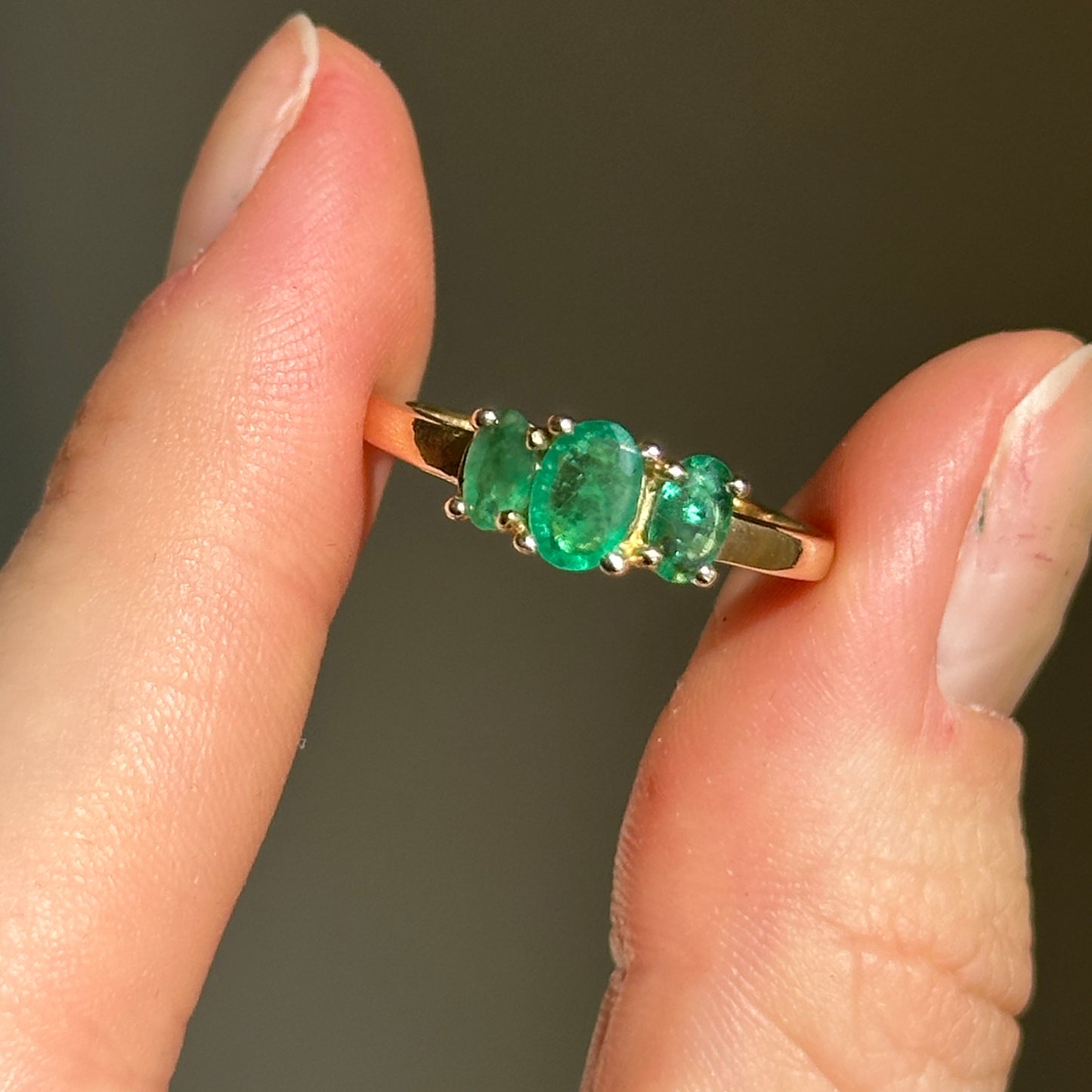 Estate 10KT Yellow Gold Oval-Cut Emerald Ring