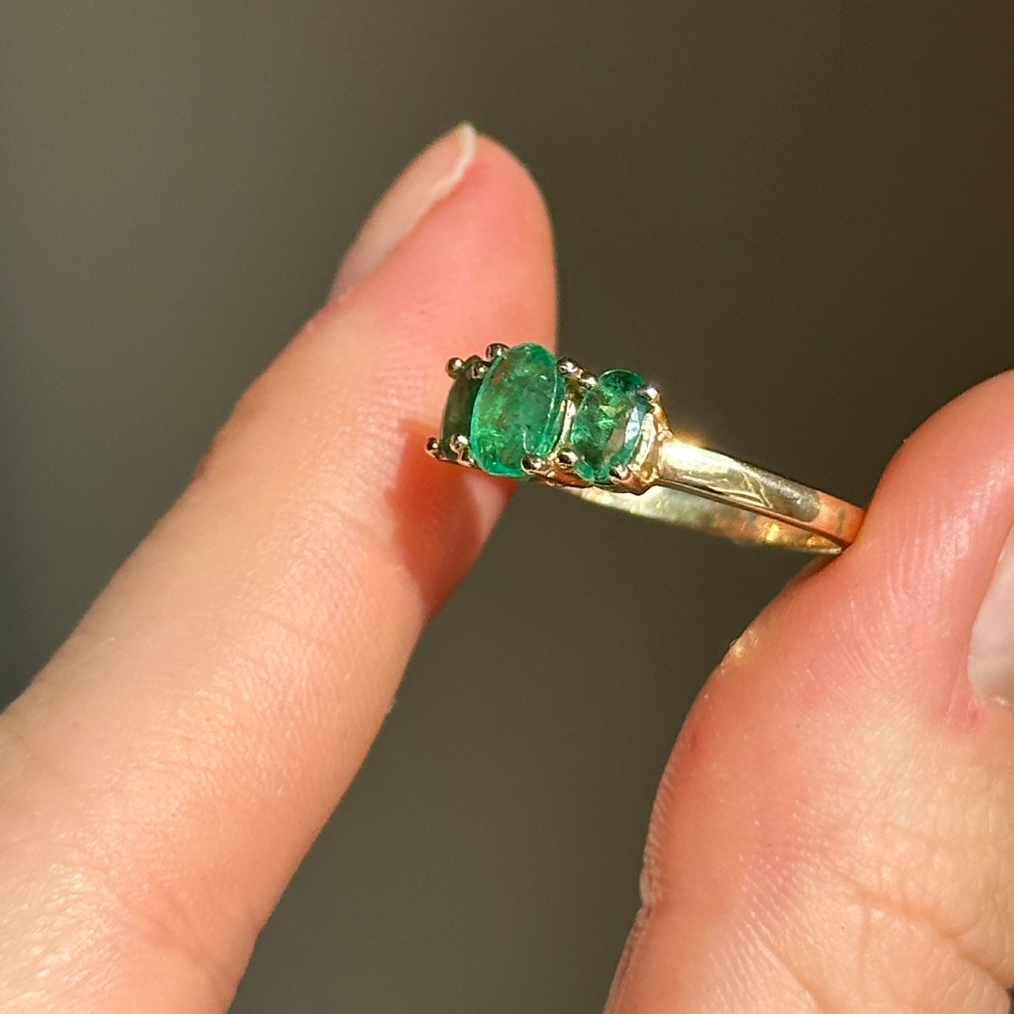 Estate 10KT Yellow Gold Oval-Cut Emerald Ring