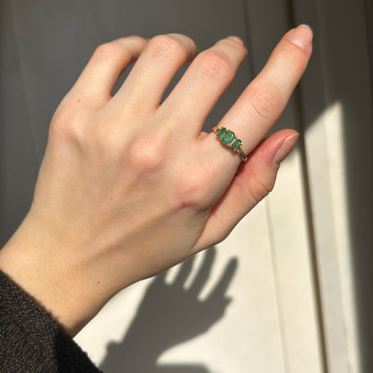 Estate 10KT Yellow Gold Oval-Cut Emerald Ring